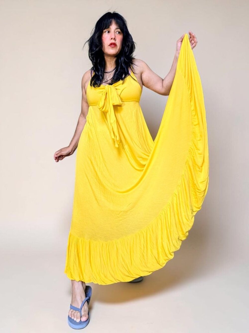 Marc Jacobs VTG Y2K fairy boho coquette marigold yellow asymmetrical maxidress S